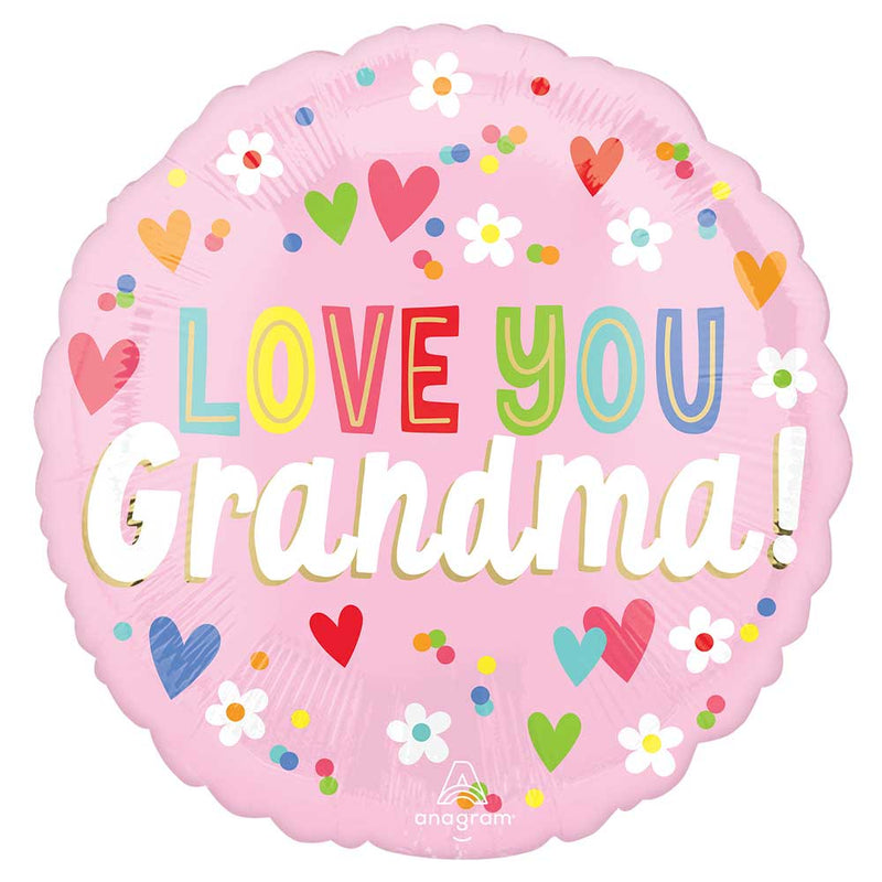 Foil Balloon Grandma Hearts & Flowers