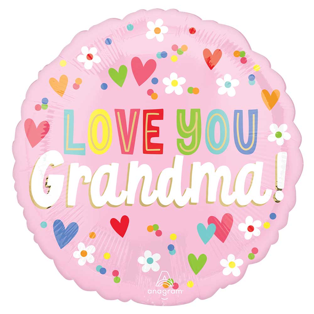 Foil Balloon Grandma Hearts & Flowers
