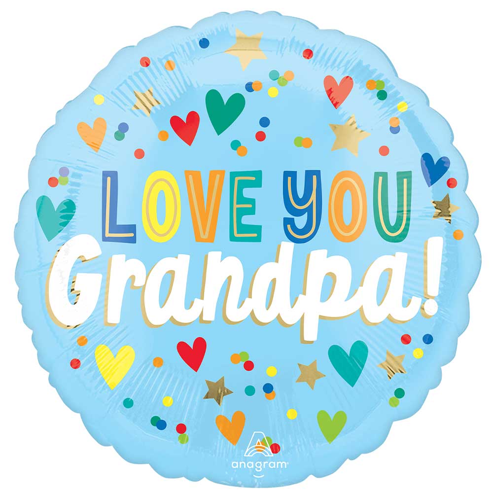Foil Balloon Love You Grandpa Hearts & Stars