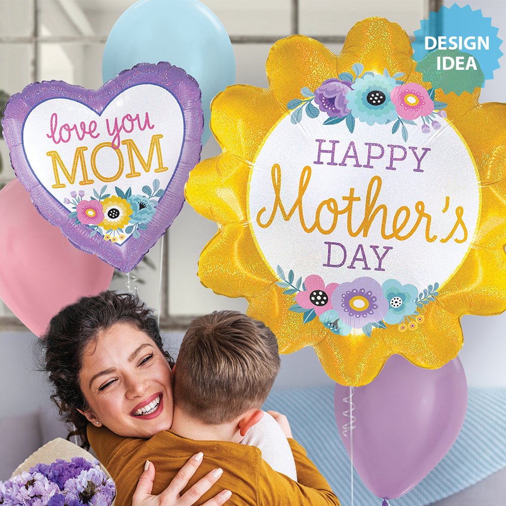 Foil Balloon 18 Inch Love You Mom Flowers