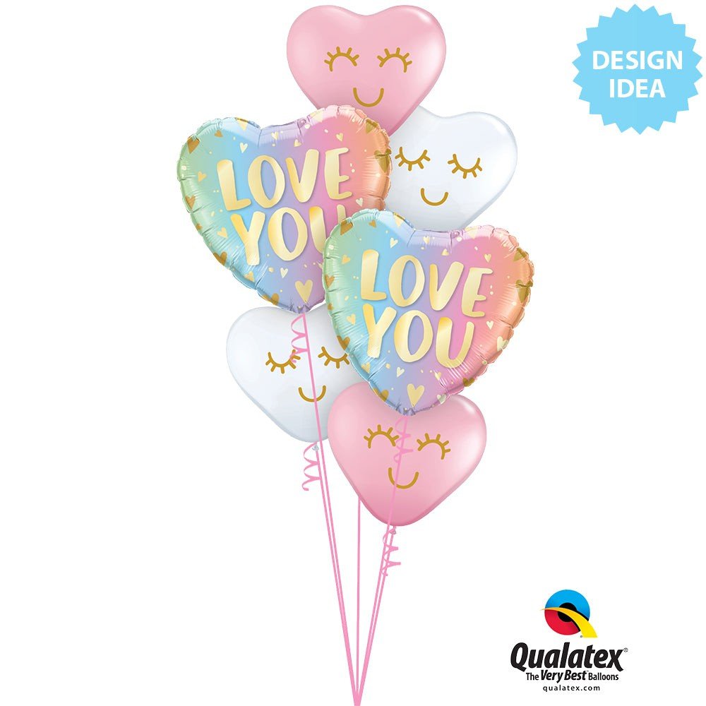 Foil Balloon Love You Pastel Ombre Hearts