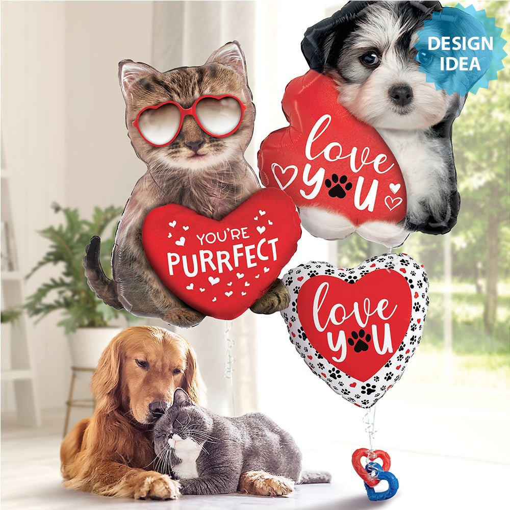 Foil Balloon Love You Paw Prints 18 Inch