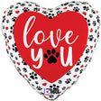 Foil Balloon Love You Paw Prints 18 Inch