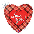 Foil Balloon 18 Inch Love You Plaid