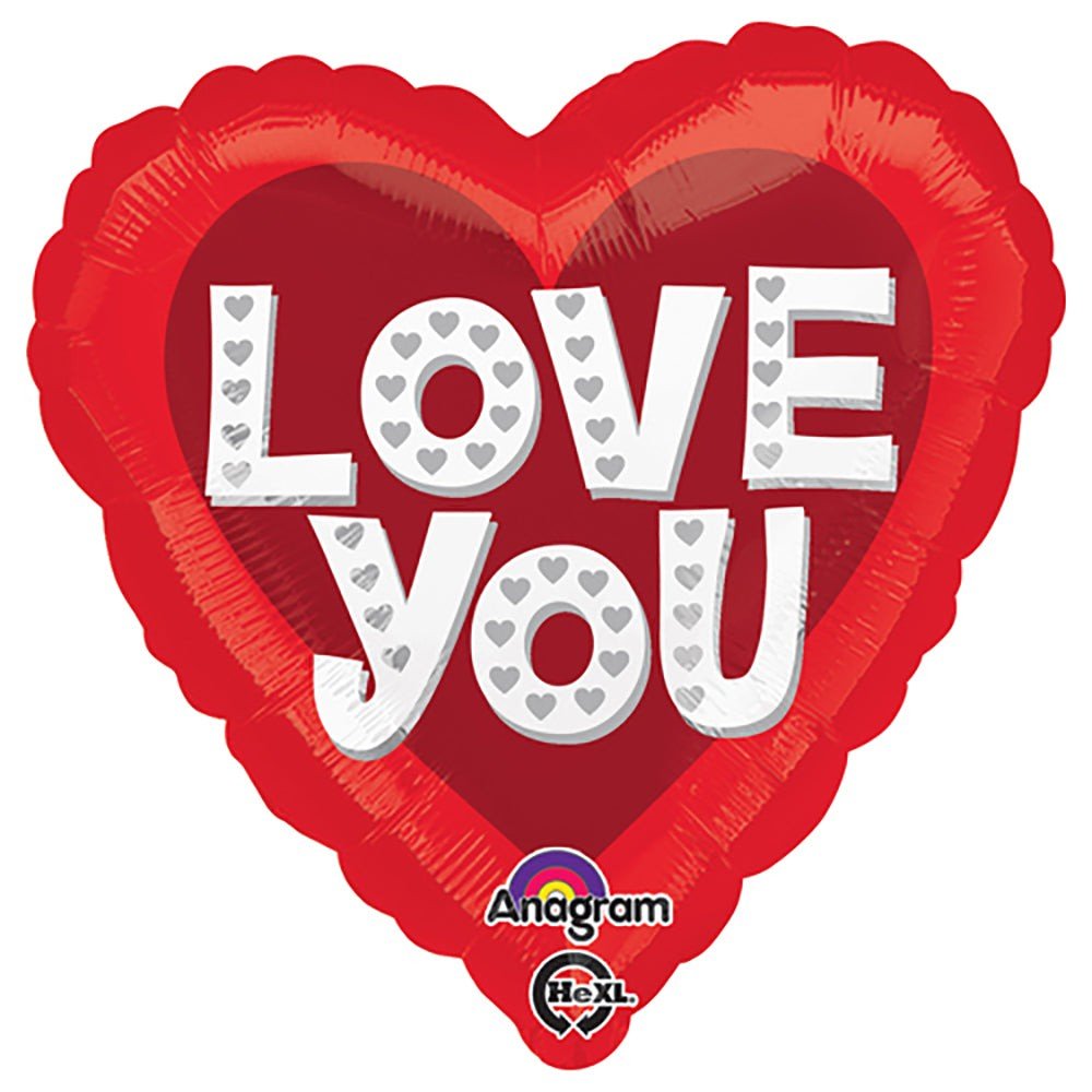 18 Inch Love You Silver Hearts Foil Balloon