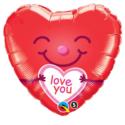 Love You Smiley Heart Foil Balloon
