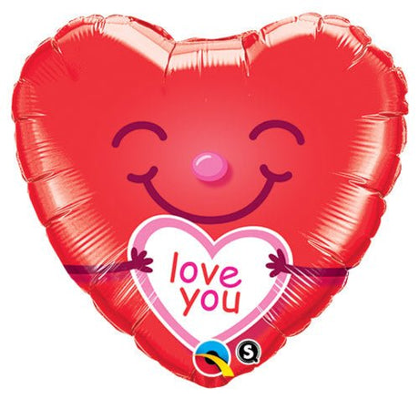 Love You Smiley Heart Foil Balloon