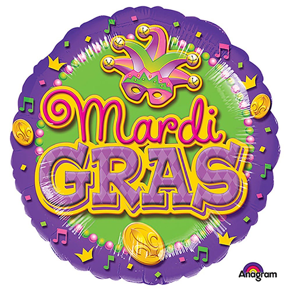 Mardi Gras Foil Balloon 18 Inch