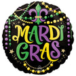Mardi Gras Foil Balloon 18 Inch Glittering Beads