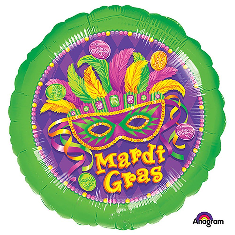 Mardi Gras Foil Balloon 18 Inch Masquerade