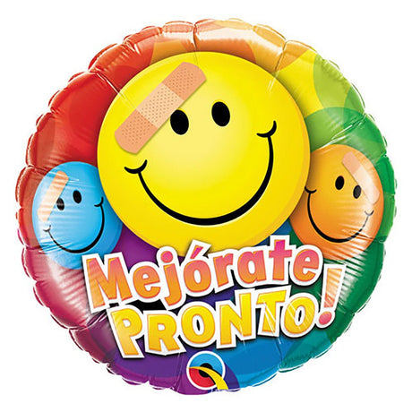 Foil Balloon 18 Inch Mejorate Pronto Smiley Faces