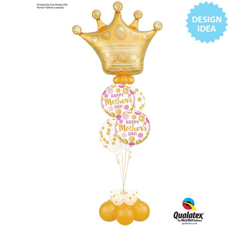 Mother's Day Foil Balloon 18 Inch Pink & Gold Dots