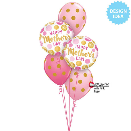 Mother's Day Foil Balloon 18 Inch Pink & Gold Dots