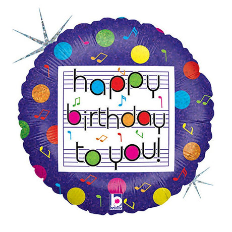 Birthday Foil Balloon Musical Birthday 18 Inch