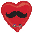 Foil Balloon Mustache Heart 18 Inch
