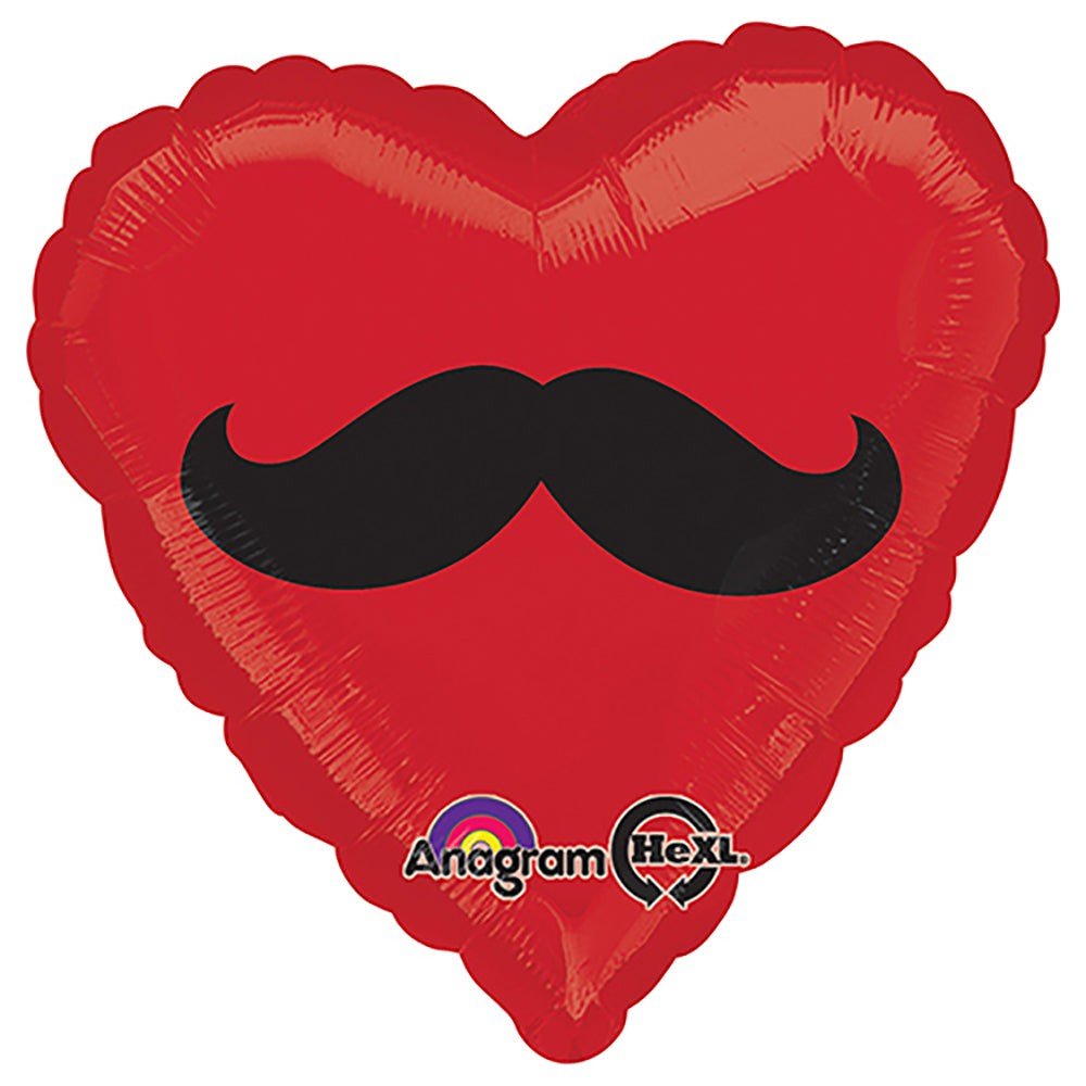 Foil Balloon Mustache Heart 18 Inch