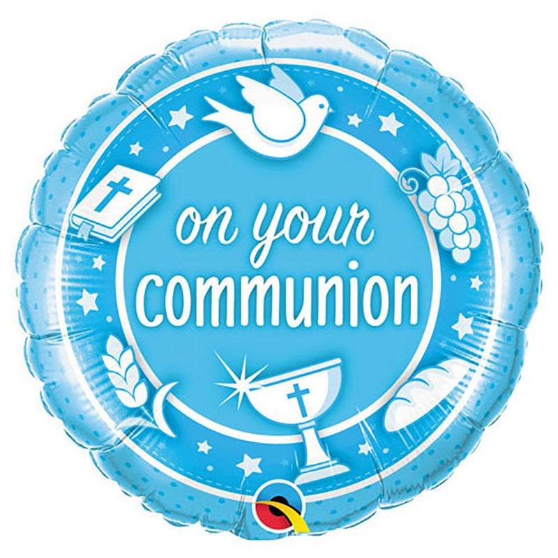 Foil Balloon Communion Blue