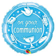 Foil Balloon Communion Blue