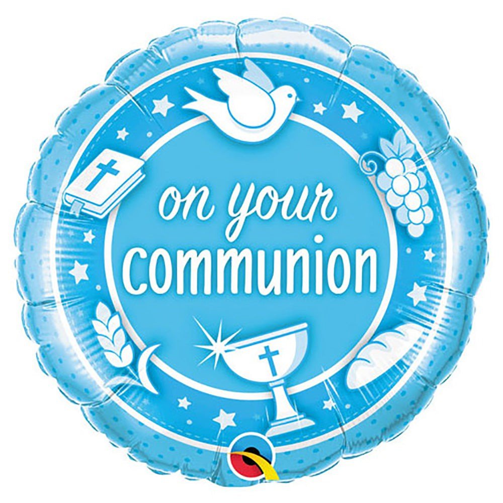 Foil Balloon Communion Blue