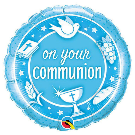 Foil Balloon Communion Blue