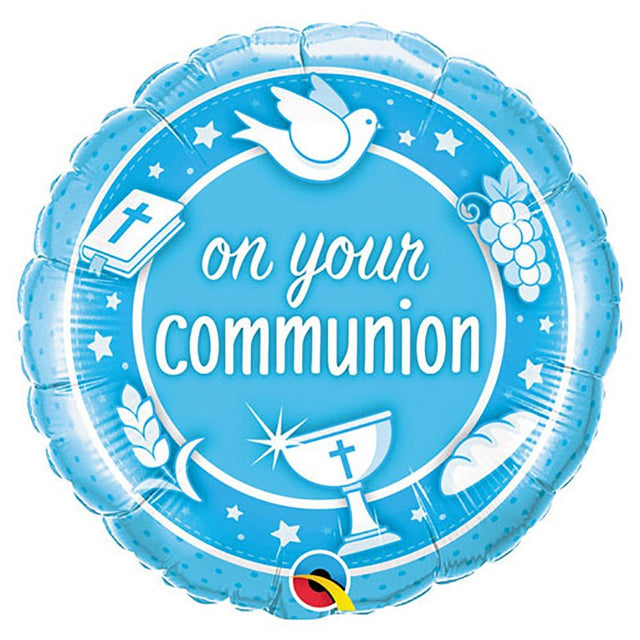 Foil Balloon Communion Blue