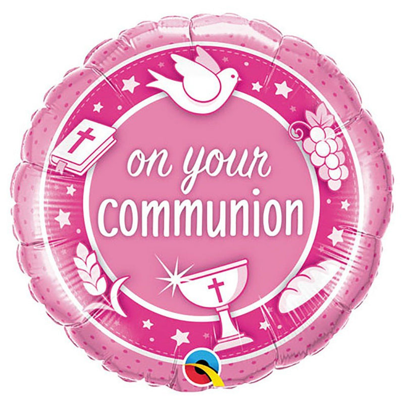 Foil Balloon Communion Pink 18 Inch