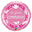 Foil Balloon Communion Pink 18 Inch