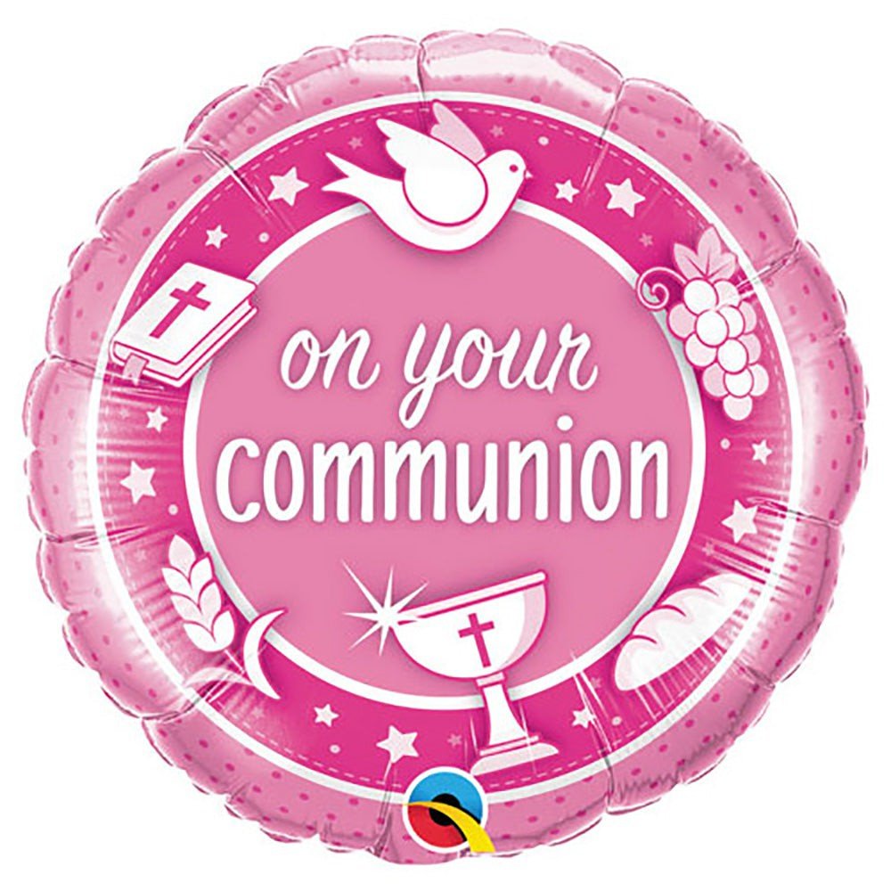 Foil Balloon Communion Pink 18 Inch