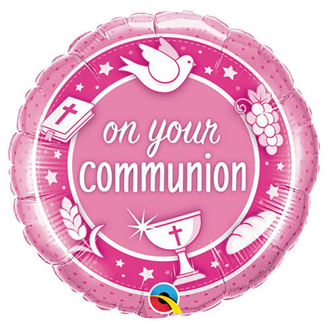 Foil Balloon Communion Pink 18 Inch