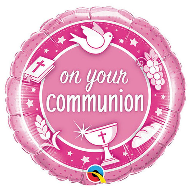 Foil Balloon Communion Pink 18 Inch