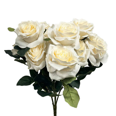 Silk Open Rose Bush Beige