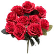 Silk Flowers Open Rose Bush Red