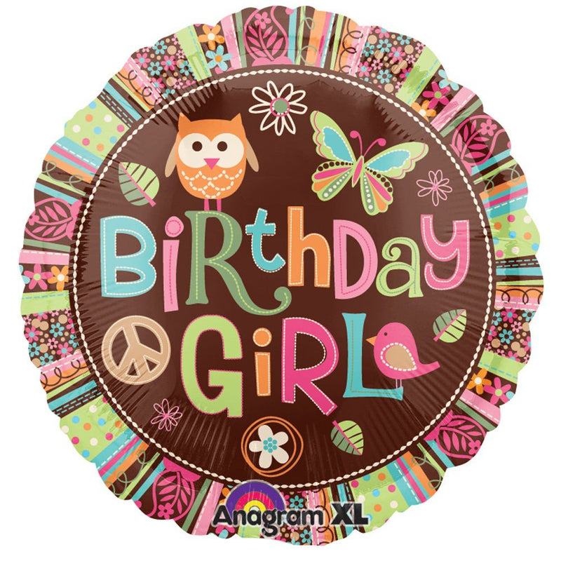 Foil Balloon Owl Hippie Chick Birthday Girl