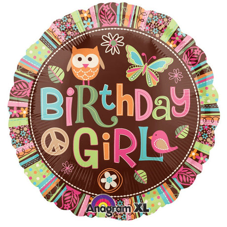 Foil Balloon Owl Hippie Chick Birthday Girl