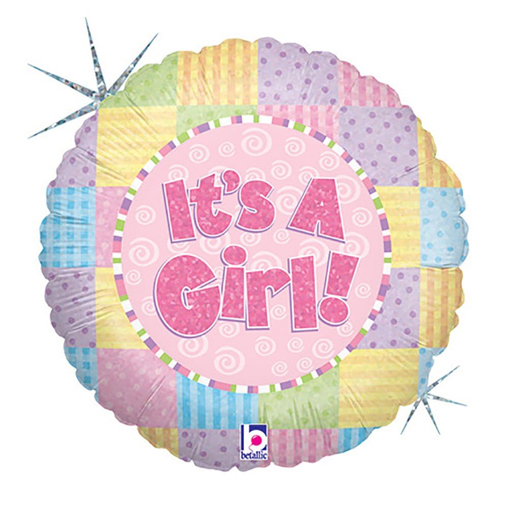 Foil Balloon Baby Girl 18 Inch Patchwork