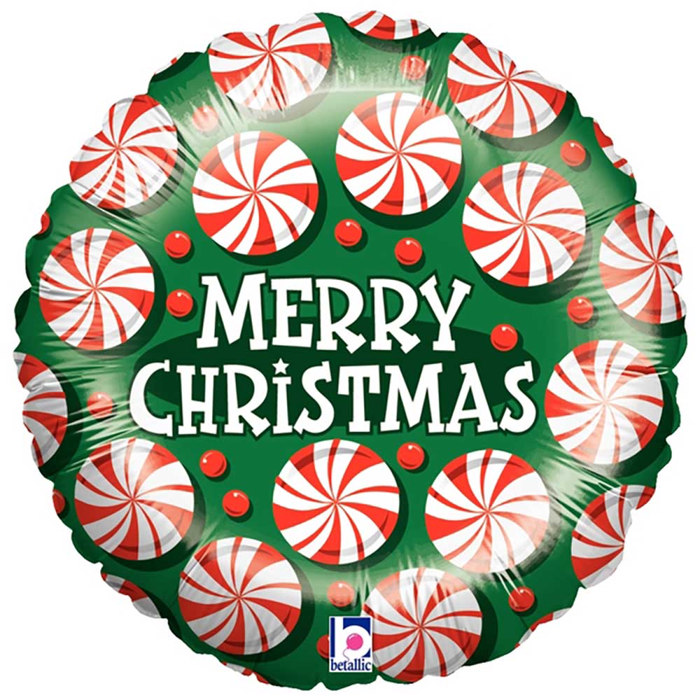 Christmas Foil Balloon Peppermint 18 Inch