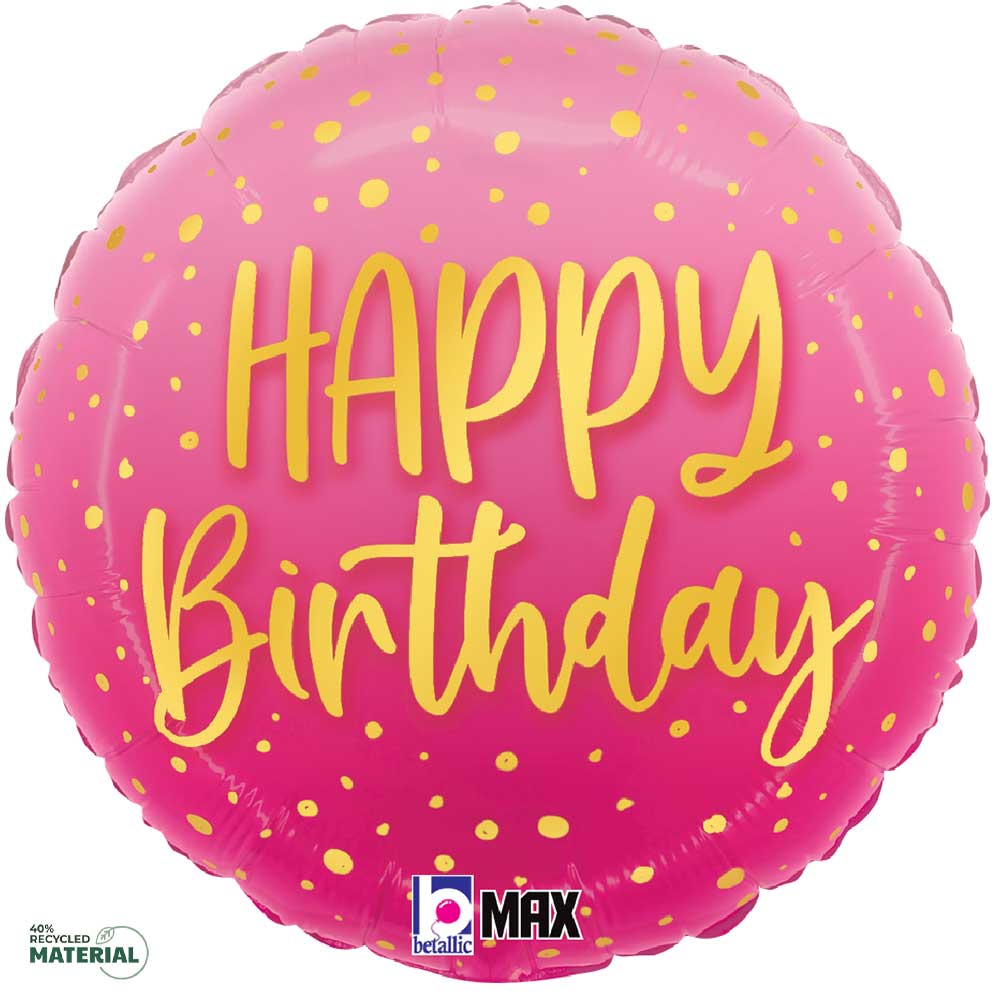 Pink Happy Birthday Foil Balloon