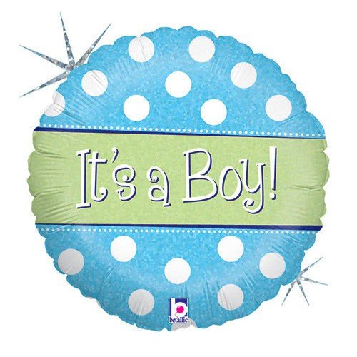 Foil Balloon Baby Boy Polka Dots