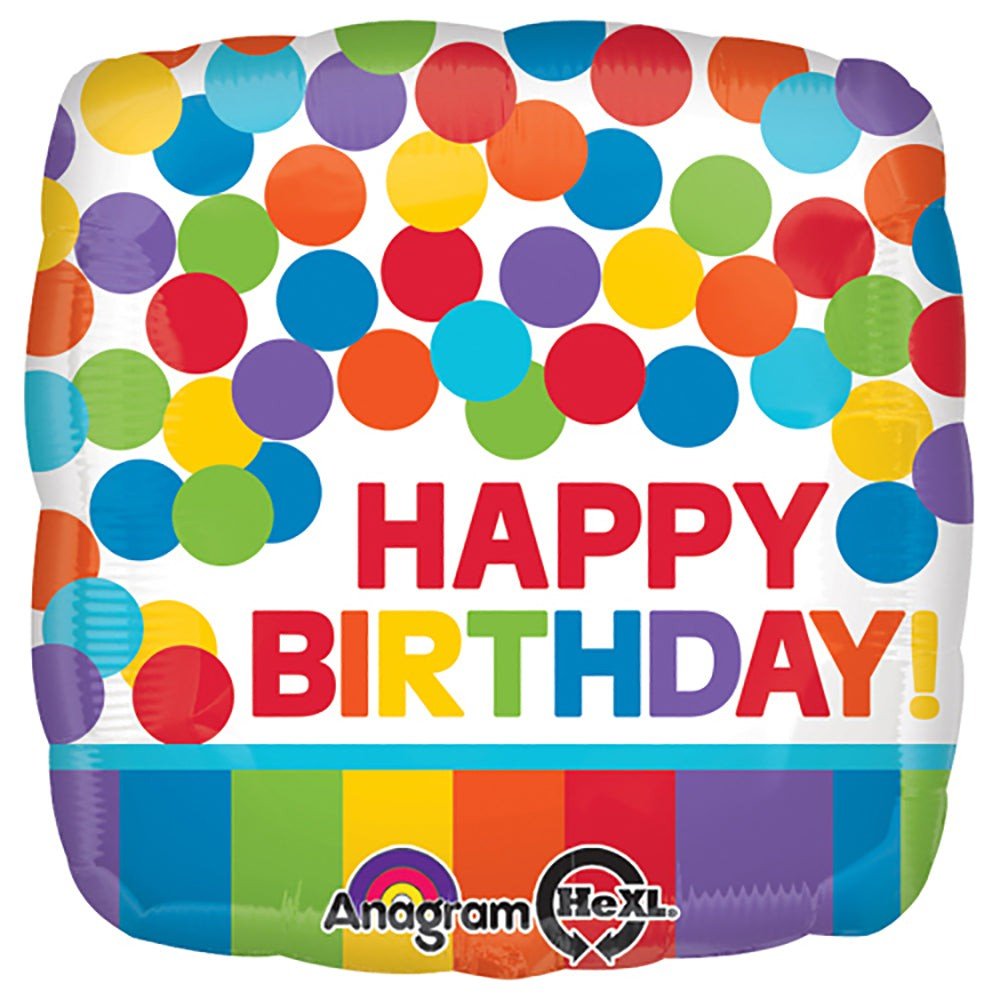 Birthday Foil Balloon Primary Rainbow 18 Inch