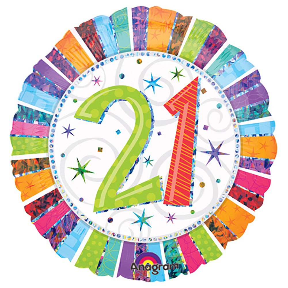 18 Inch Radiant Birthday 21 Foil Balloon