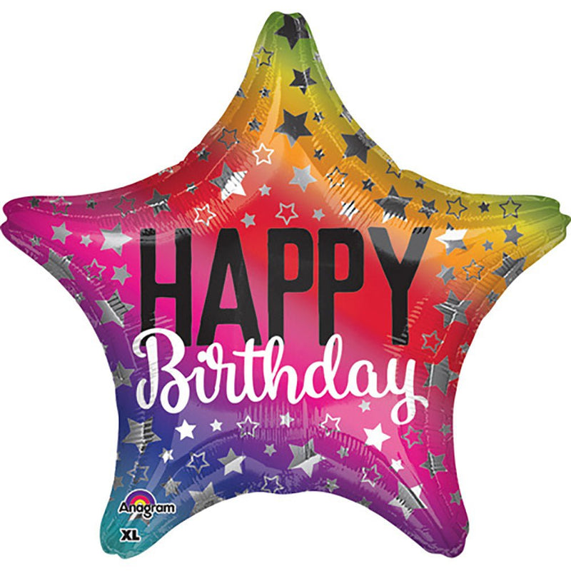 Birthday Foil Balloon Rainbow Star 18 Inch