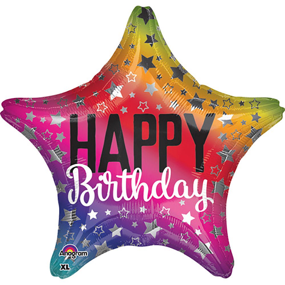 Birthday Foil Balloon Rainbow Star 18 Inch