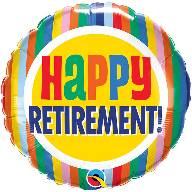 Retirement Foil Balloon 18 Inch Colorful Stripes