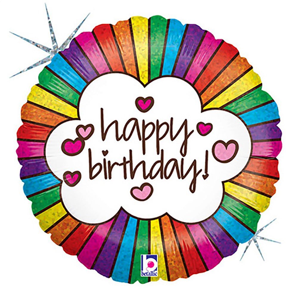 Foil Balloon Retro Rainbow Birthday 18 Inch