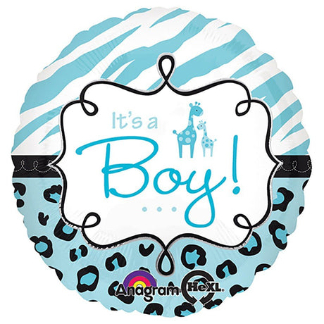 Foil Balloon Safari Baby Boy 18 Inch