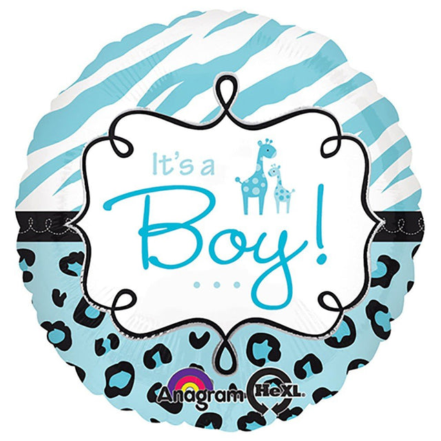 Foil Balloon Safari Baby Boy 18 Inch