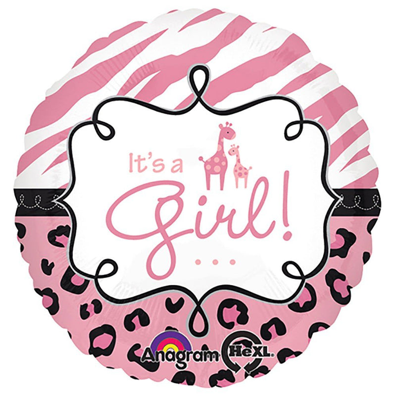 Foil Balloon Safari Baby Girl 18 Inch