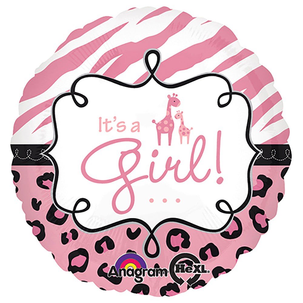 Foil Balloon Safari Baby Girl 18 Inch