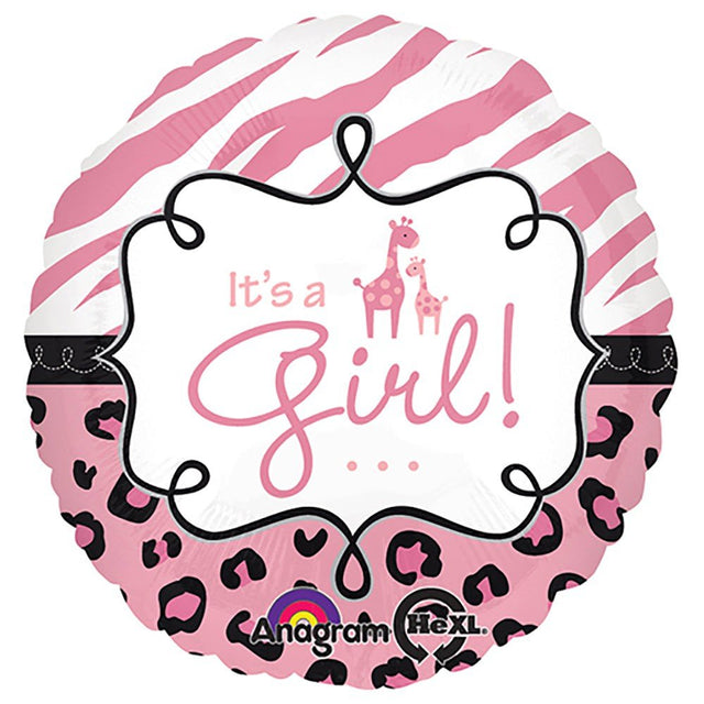 Foil Balloon Safari Baby Girl 18 Inch