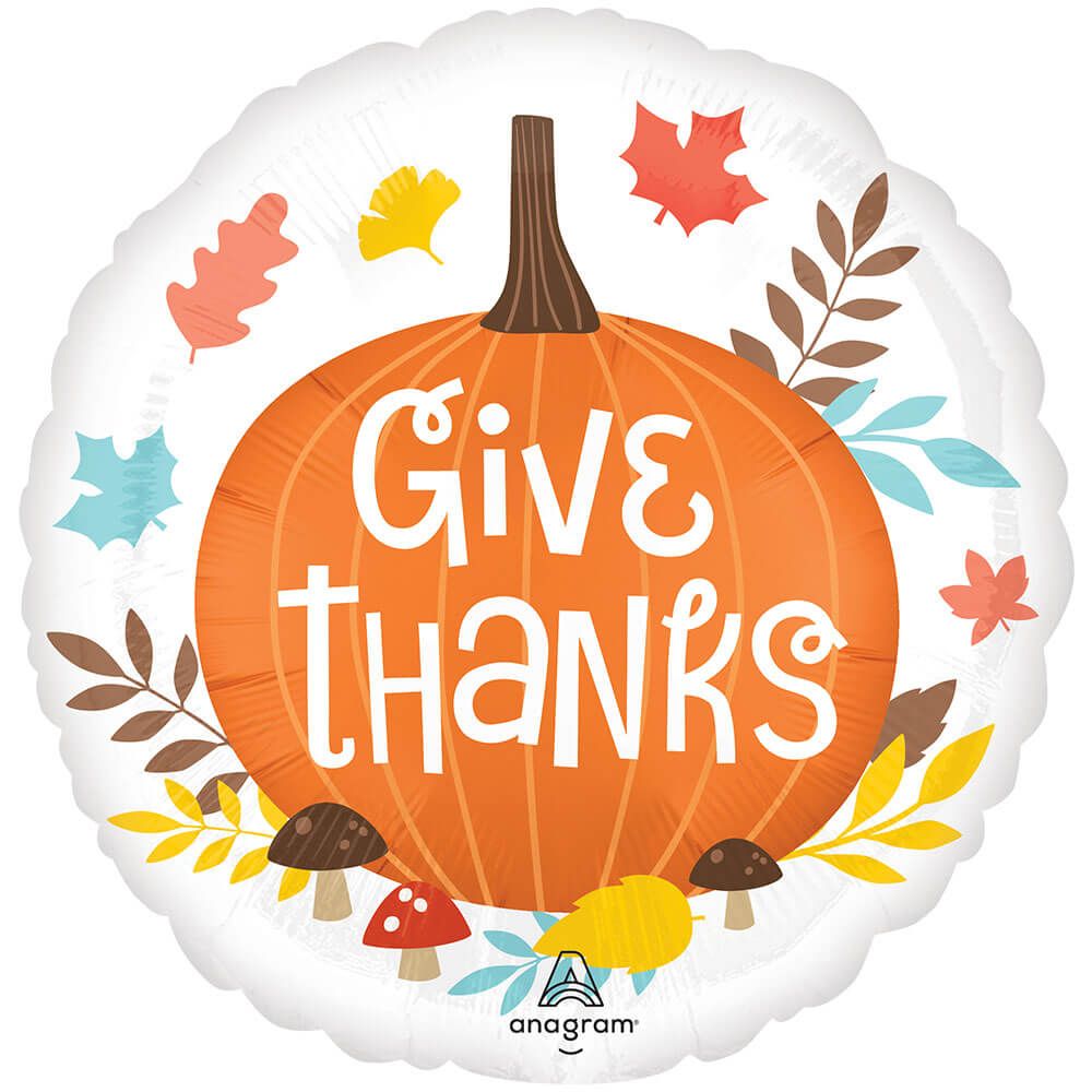 Thanksgiving Foil Balloon 18 Inch Satin Give Thanks